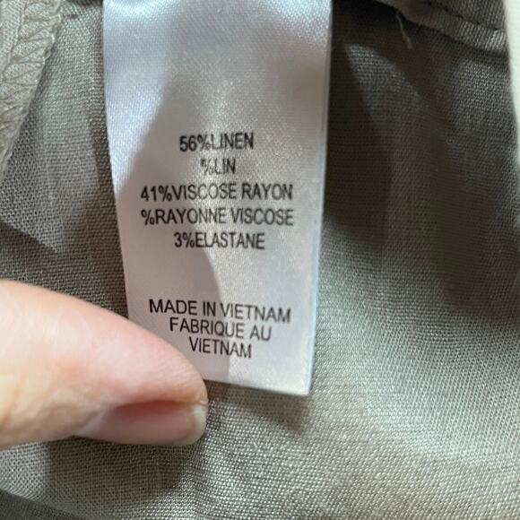 Morning Lady Women's Straight Leg Beige Linen Blend Zip Up Pants Size 6 - Picture 3 of 7